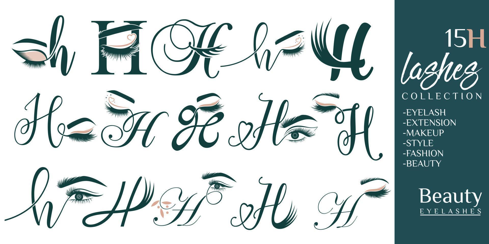 Eyelashes logo with letter H concept vector