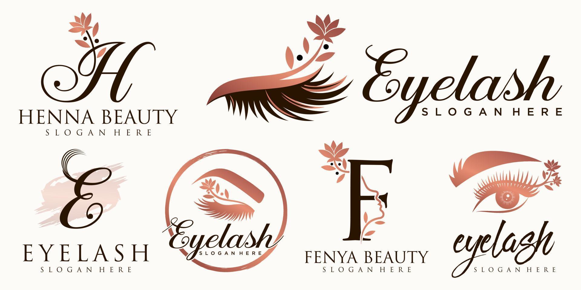 conjunto de iconos de extensión de pestañas de belleza diseño de logotipo vector