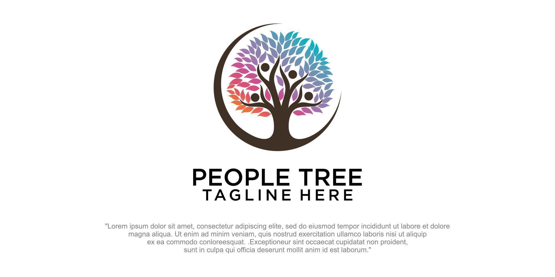 Human Tree Creative Concept Logo Design Template vector