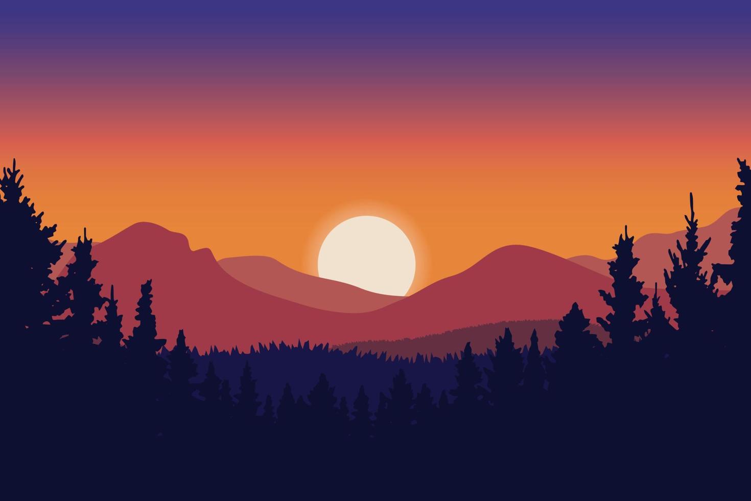 ilustración de hermoso cielo de montaña vector