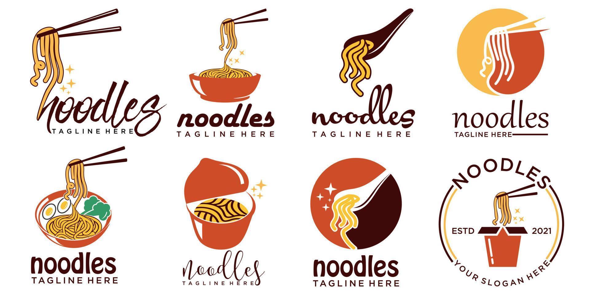 noodles logo design vector. vector