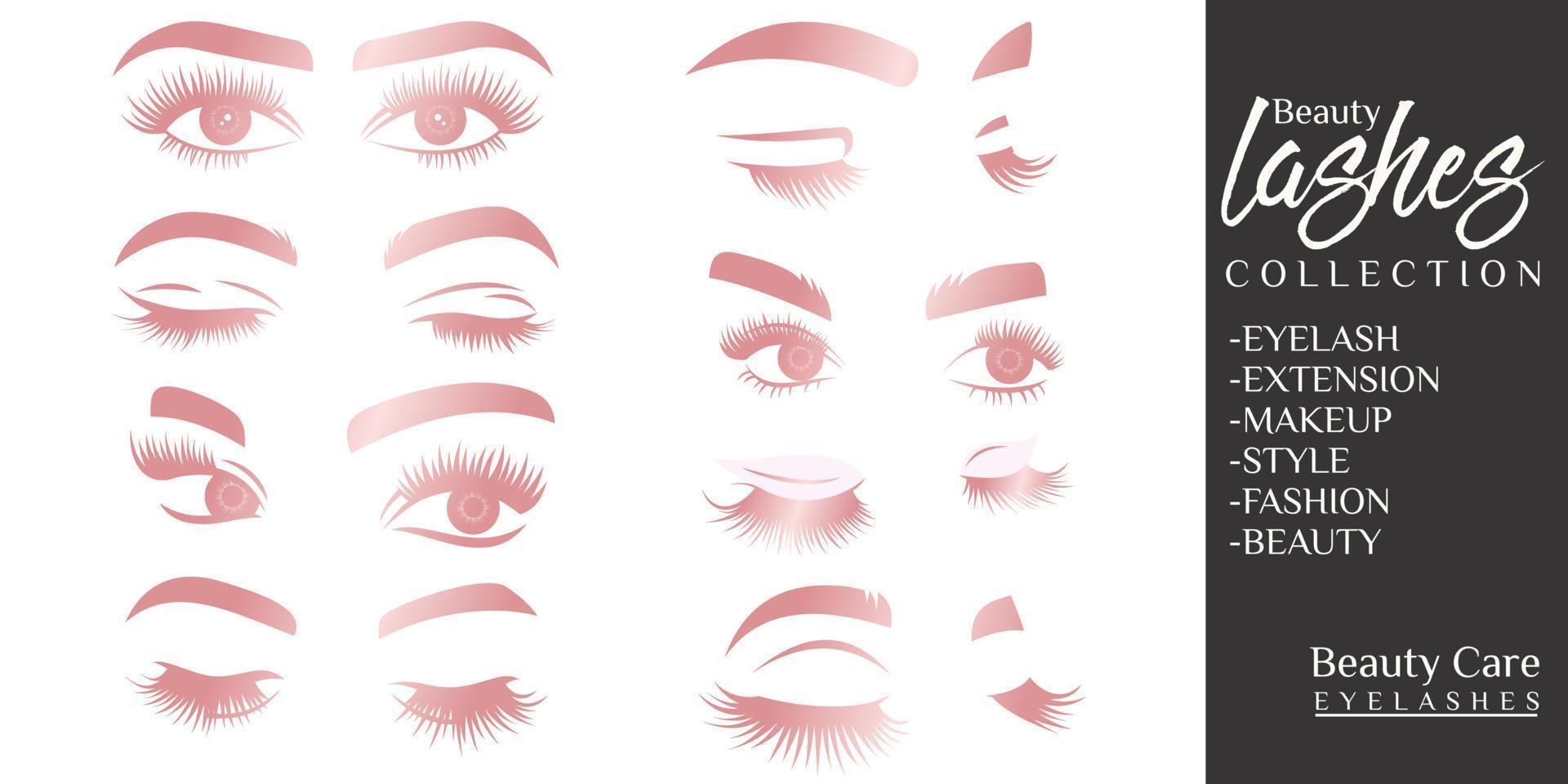 beauty eyelash icon set logo design vector