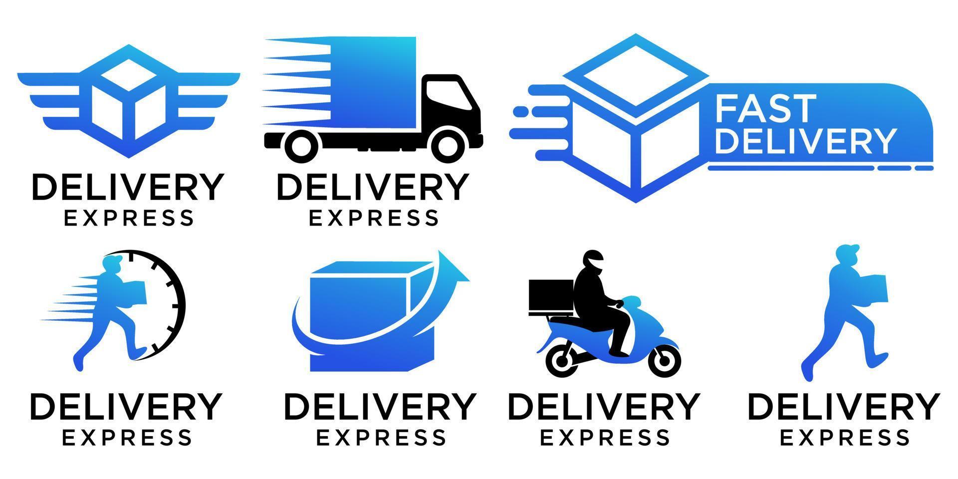 Collection of fast delivery logo design templates vector