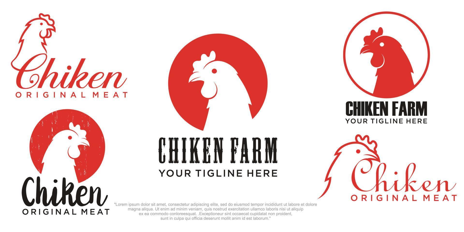 Set of chicken logo design vector