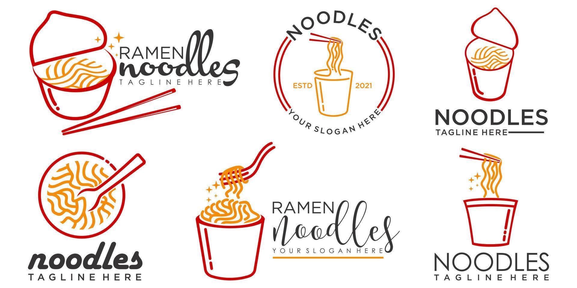 Noodle Vector icon set Logo Illustration. Noodle style a modern