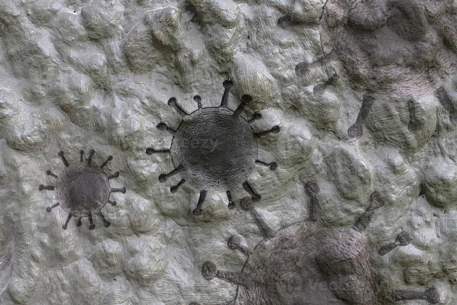 Old stone and rock textures with some virus fossil virus visualization photo