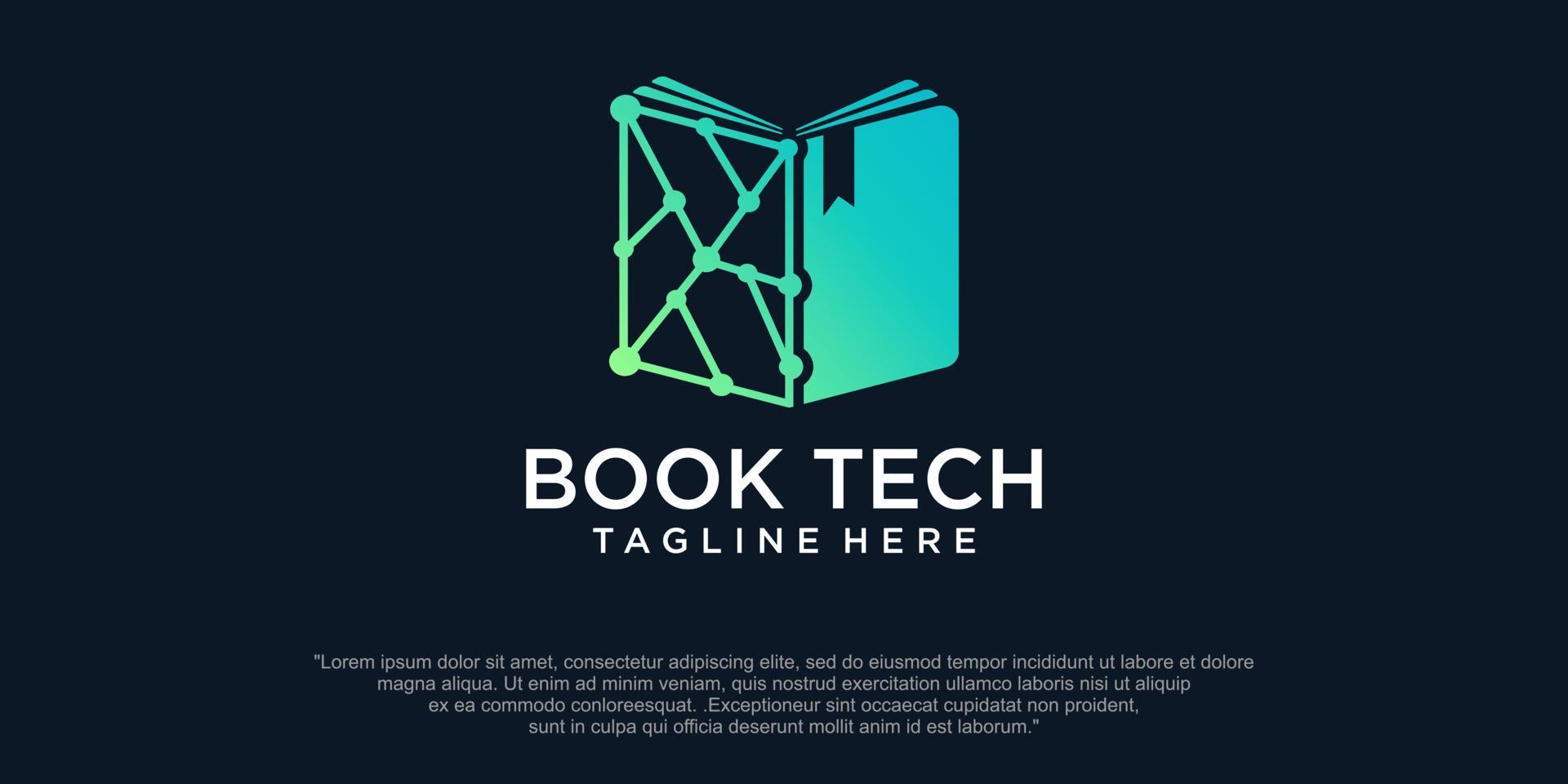 digital tech book logo design vector