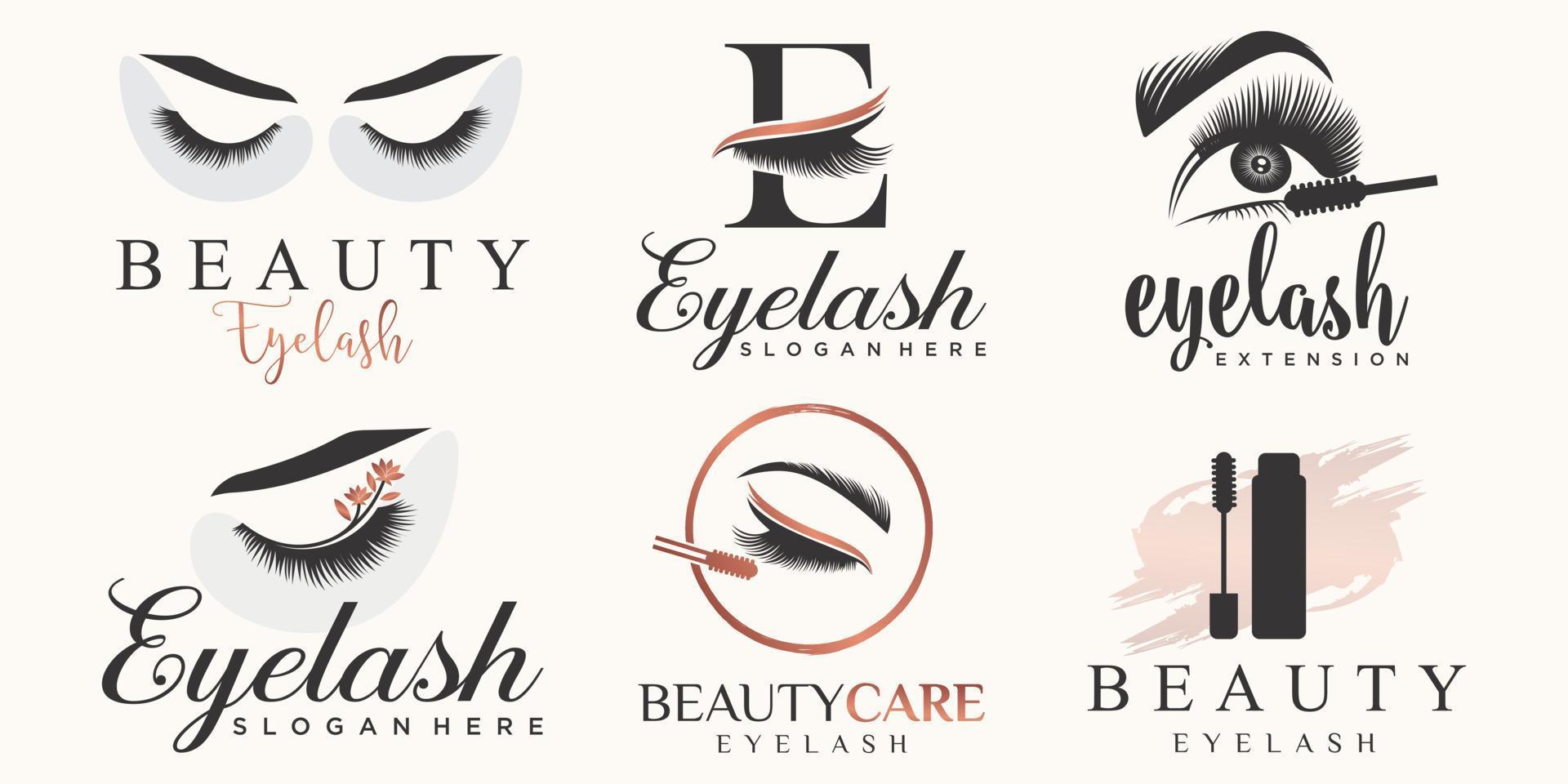 eyelash icon set  logo design for beauty with creative element vector