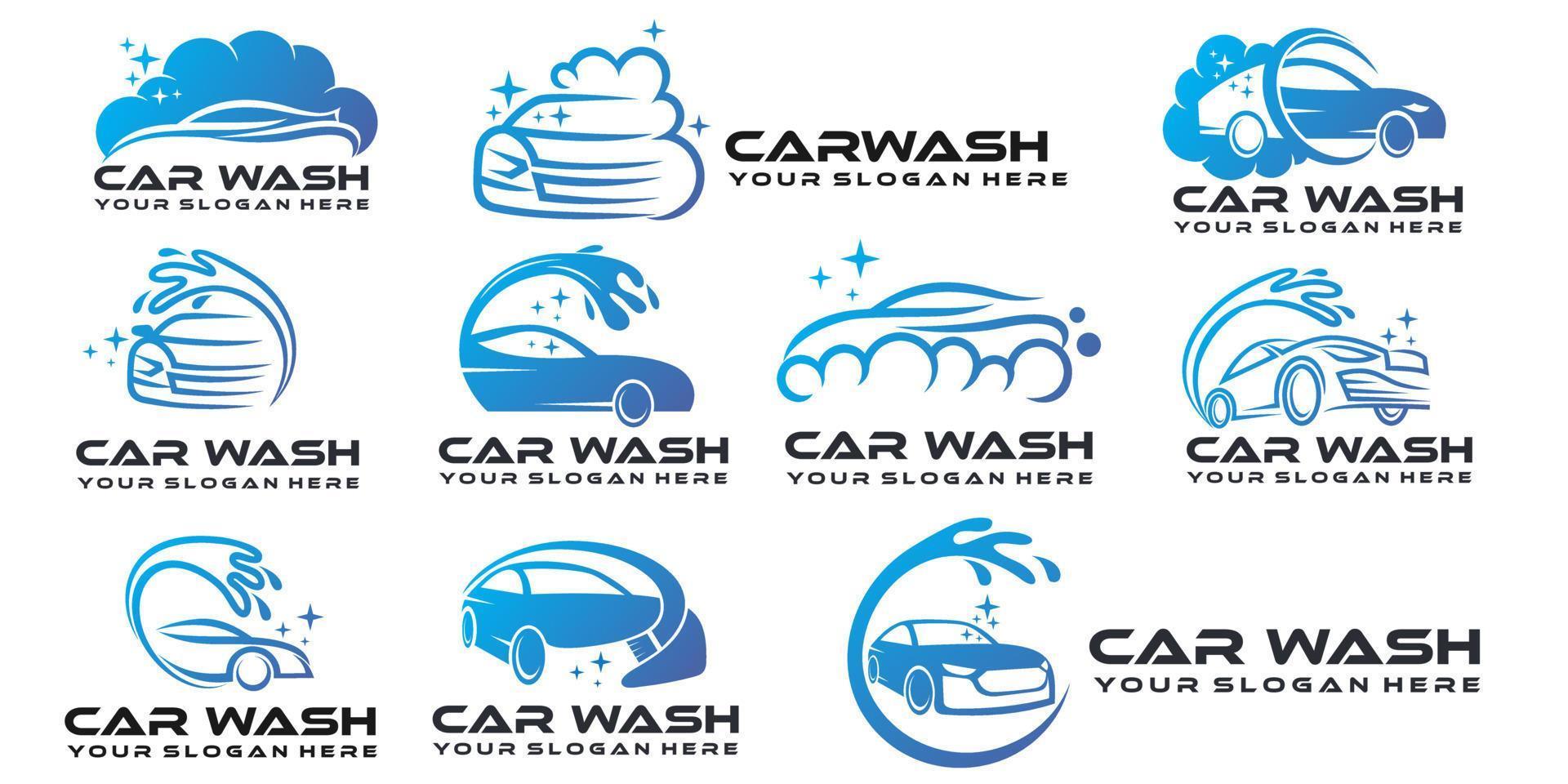 Flat blue car wash logo design with  creative modern concept vector