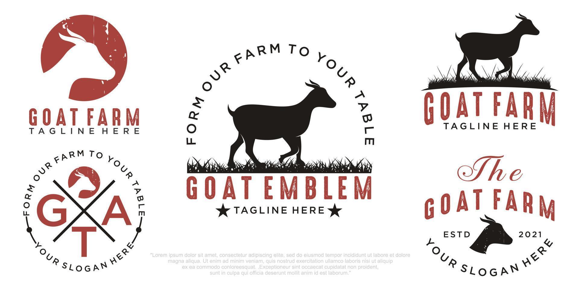 icon set goat vintage  logo design template vector