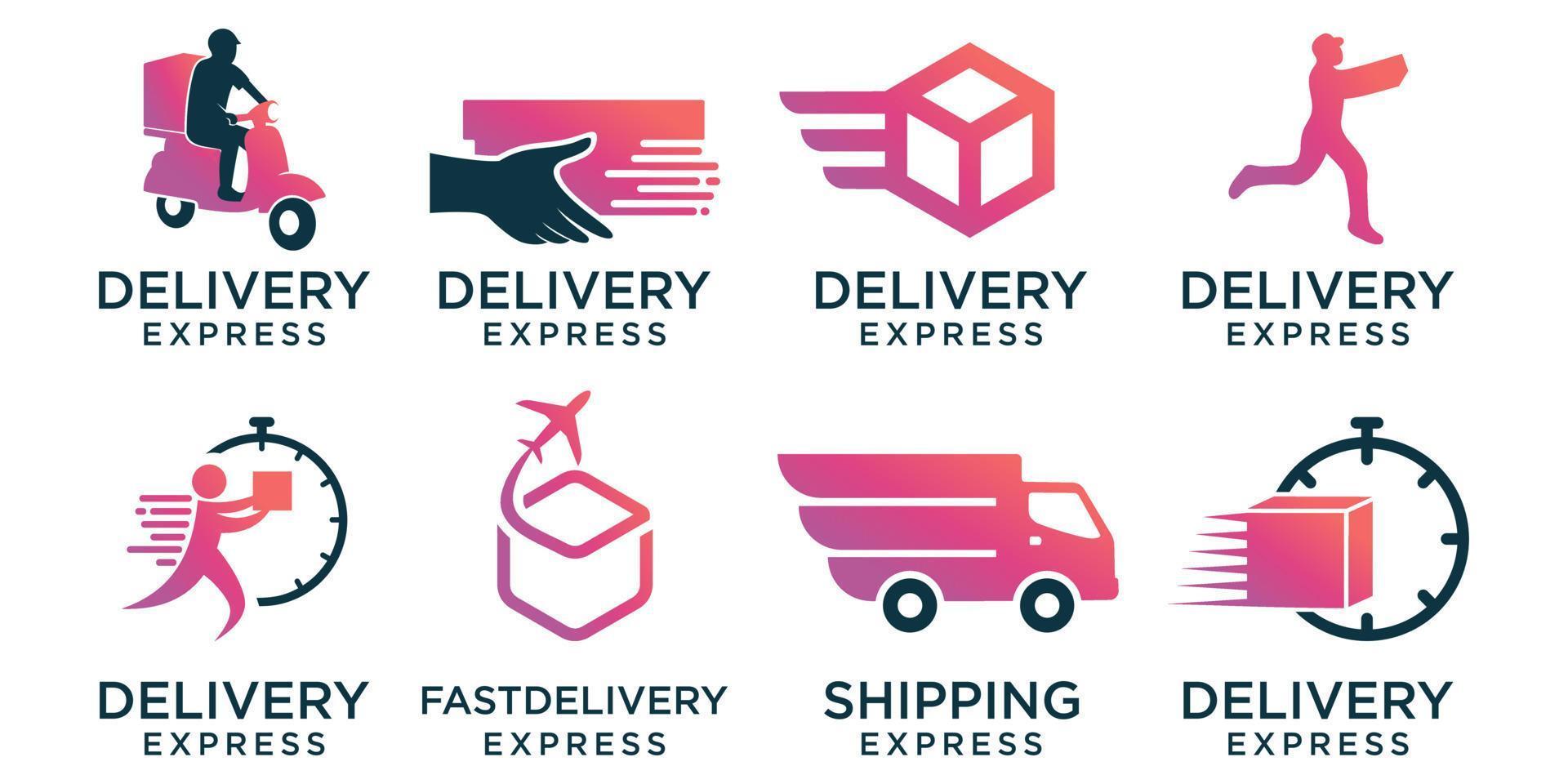 Abstract fast delivery icon set logo template vector