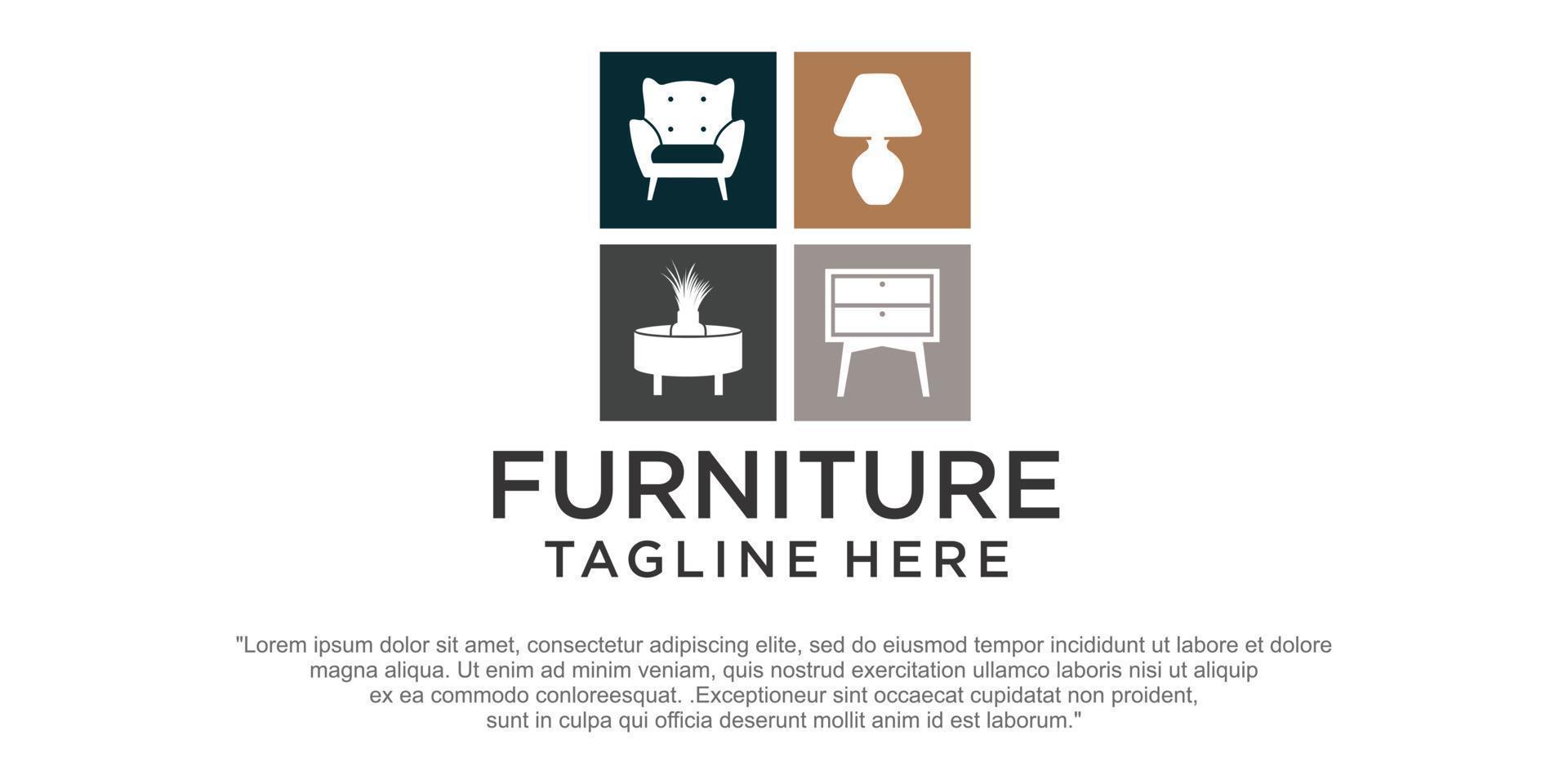 Modern furniture logo graphic trendy design, Minimalist furniture brand business company logo vector