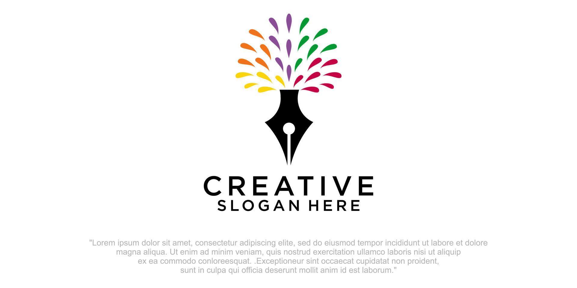 Colorful Pen logo vector, Education logo designs template vector