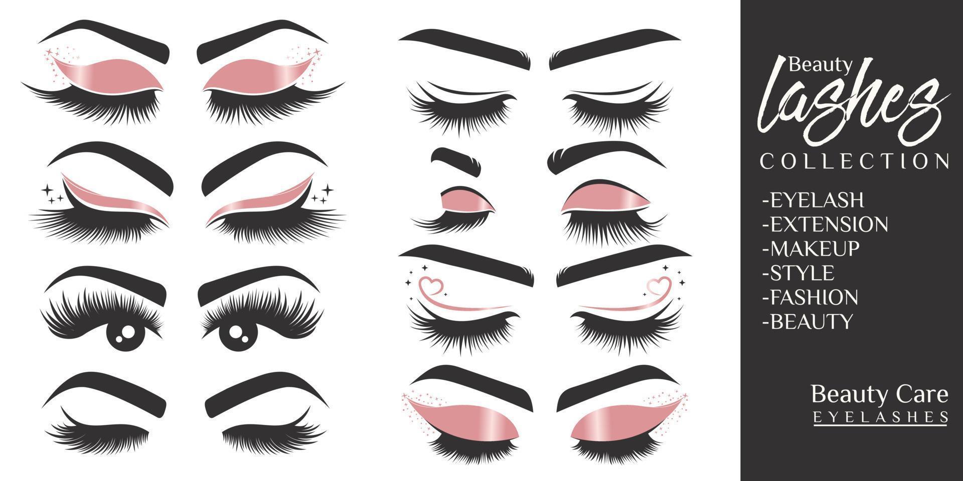 beauty eyelash icon set logo design vector