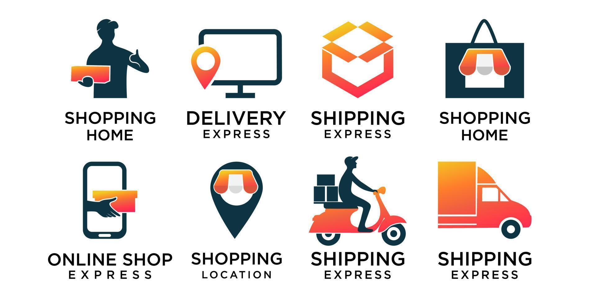 Collection of delivery logo templates vector