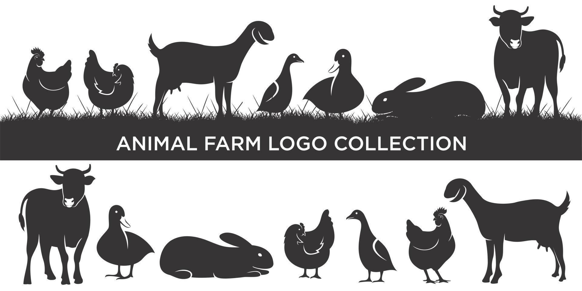 conjunto de inspiración de logotipo de animales de granja de ganado, ilustración vectorial. vector