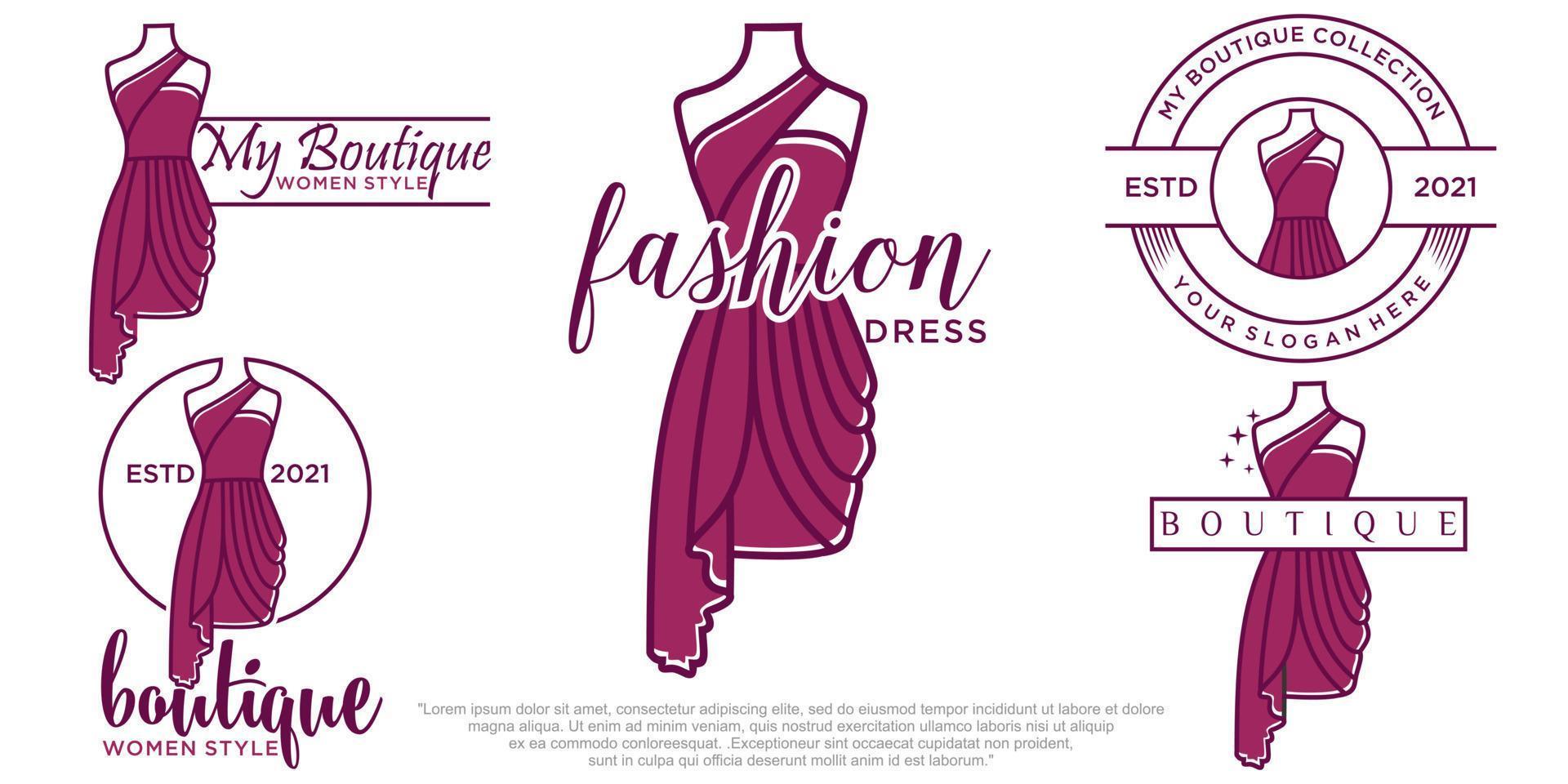 Abstract modern woman fashion  icon set logo template suitable for boutique vector