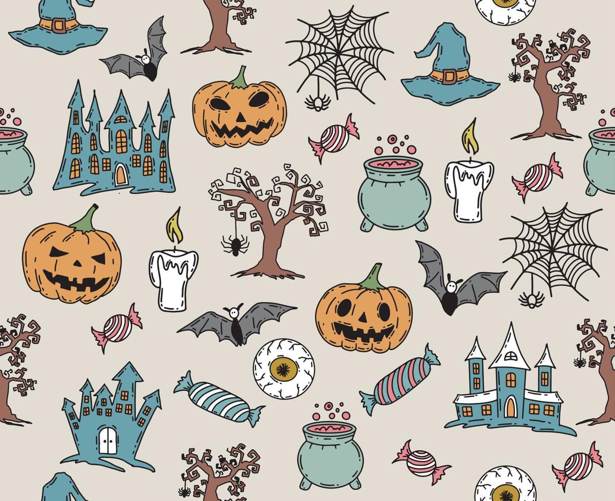 Halloween symbols hand drawn illustration vector