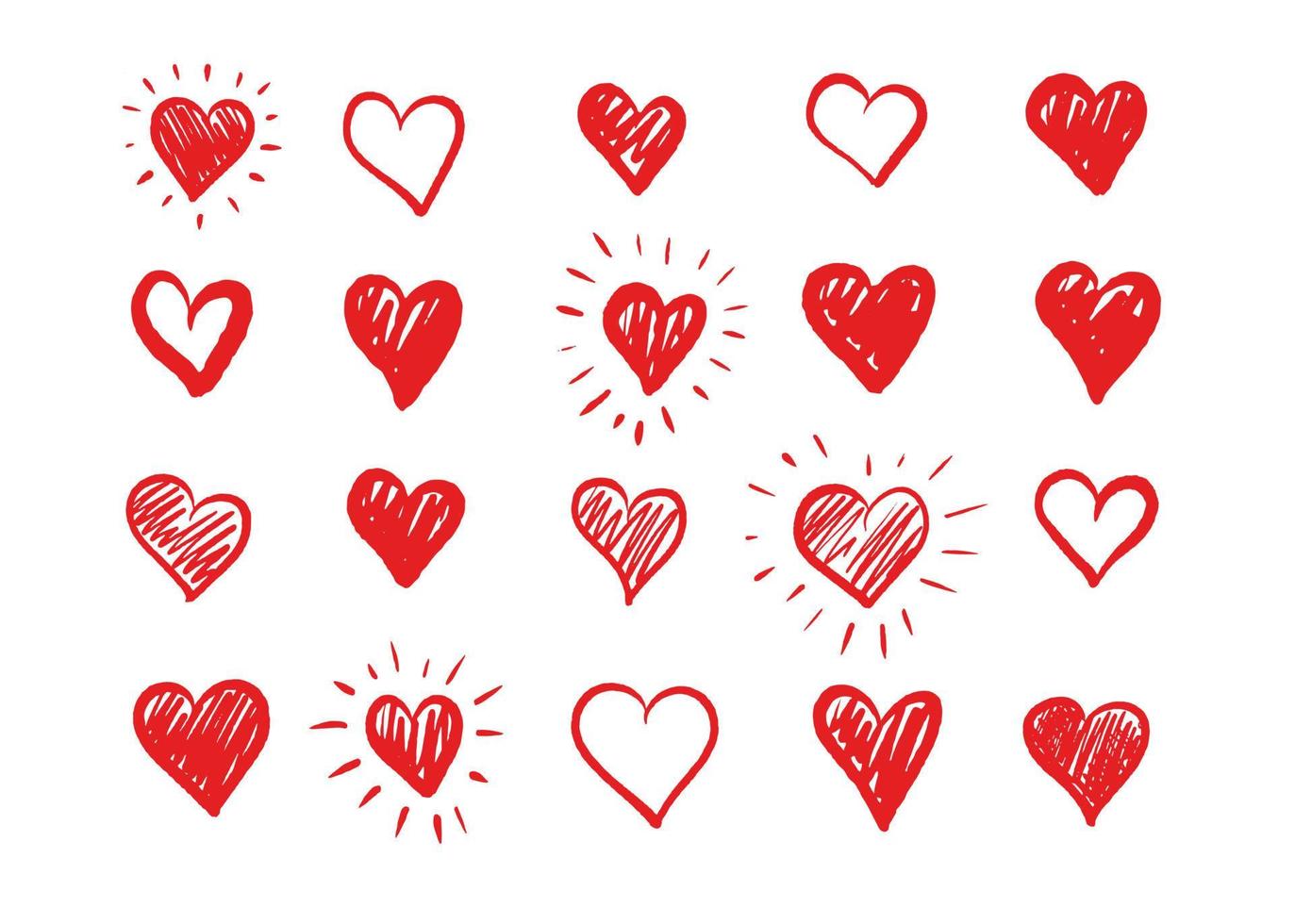 Heart shapes set Hand-drawn vector. vector