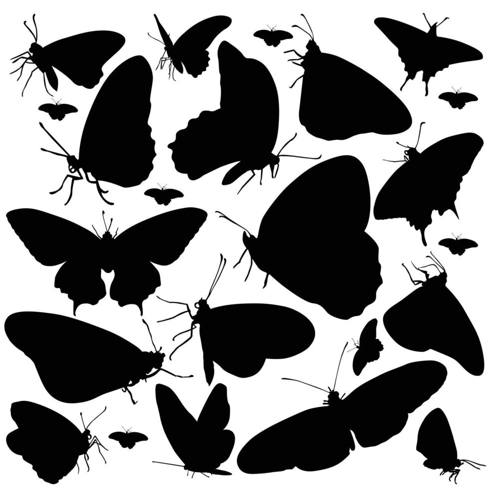 conjunto de siluetas de mariposa artes vectoriales vector