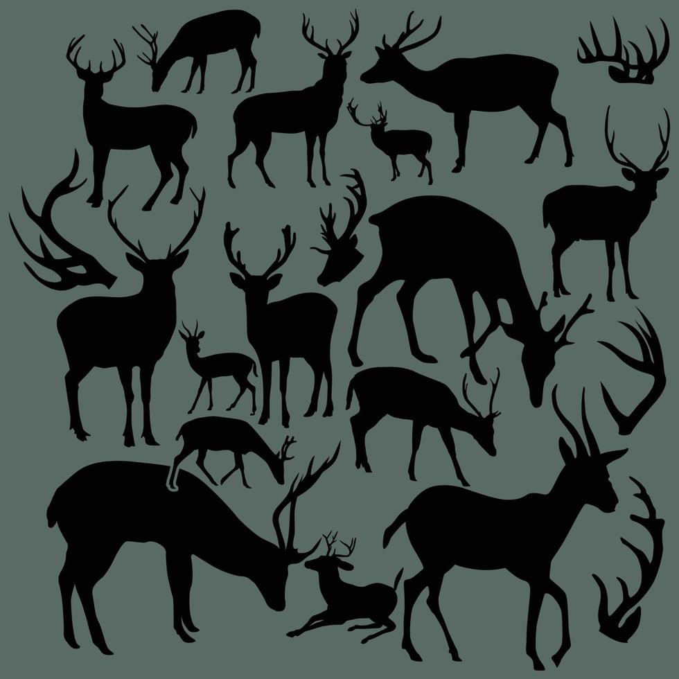 artes de ciervos de silueta, artes de ilustración de vectores de ciervos