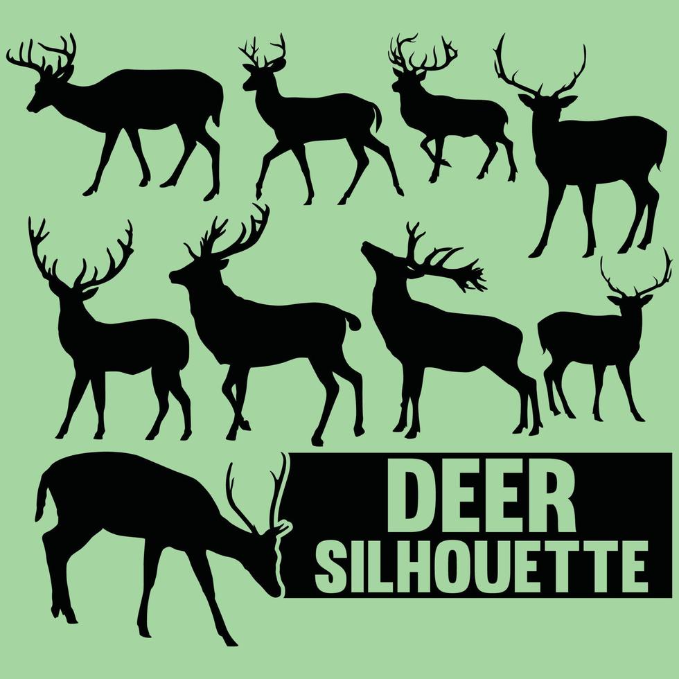 Collection Of Deer Silhouette Vector