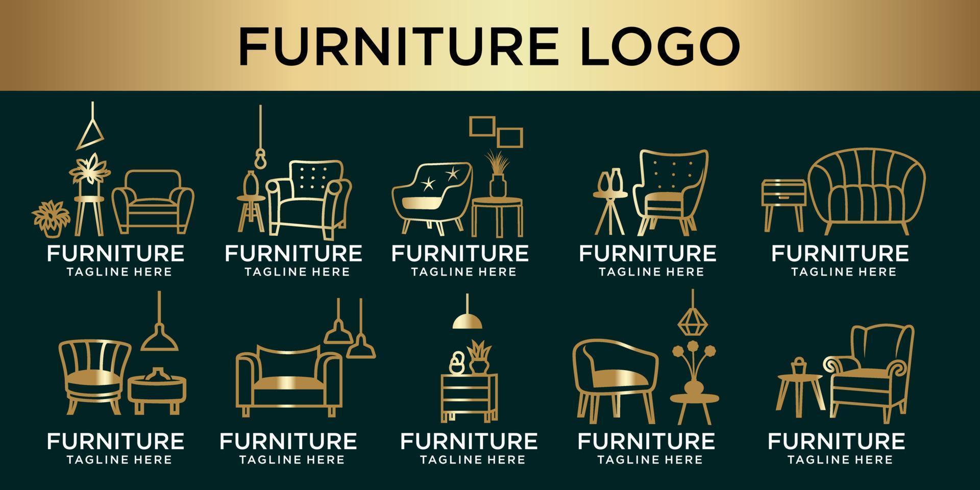 luxury furniture icon set logo design vector