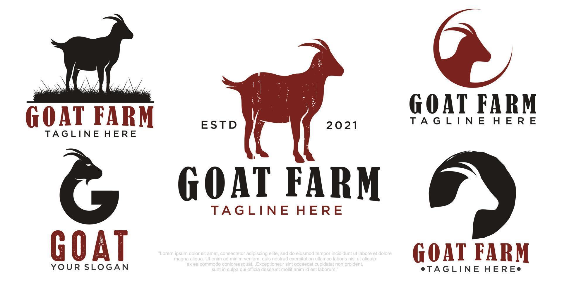 goat logo icon set design vector