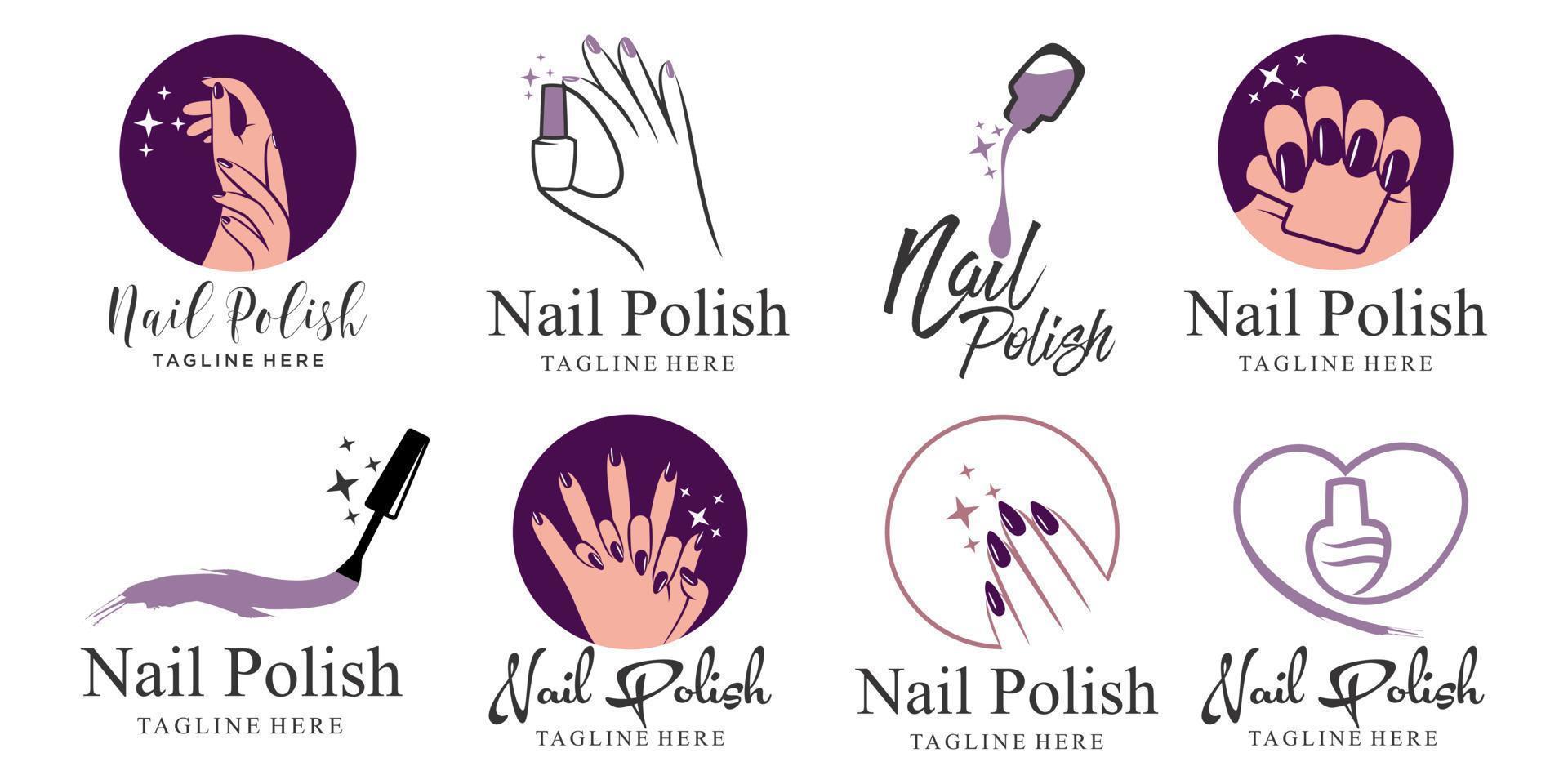 Nail polish icon set logo design template vector