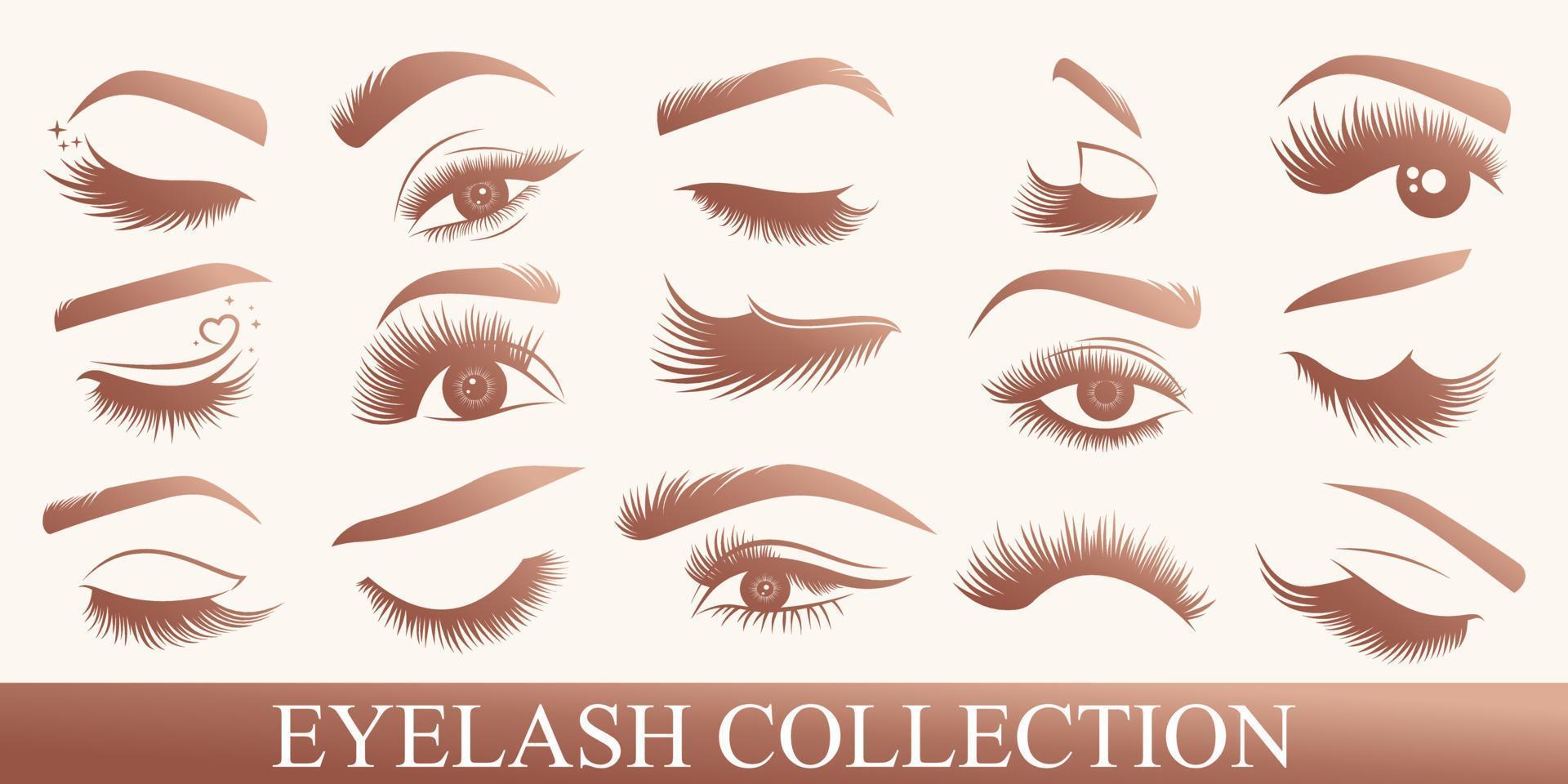 beauty eyelash icon set logo design vector