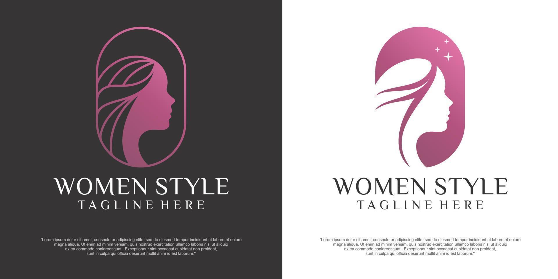 vector de diseño de logotipo de salón femenino de belleza