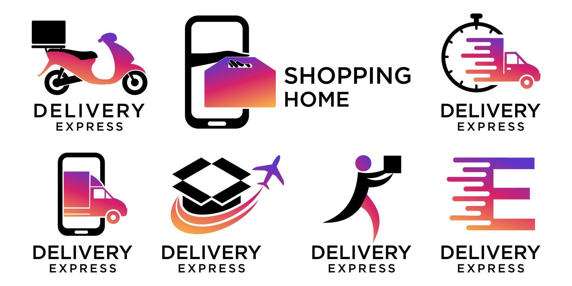 delivery service icon set logo badge vector