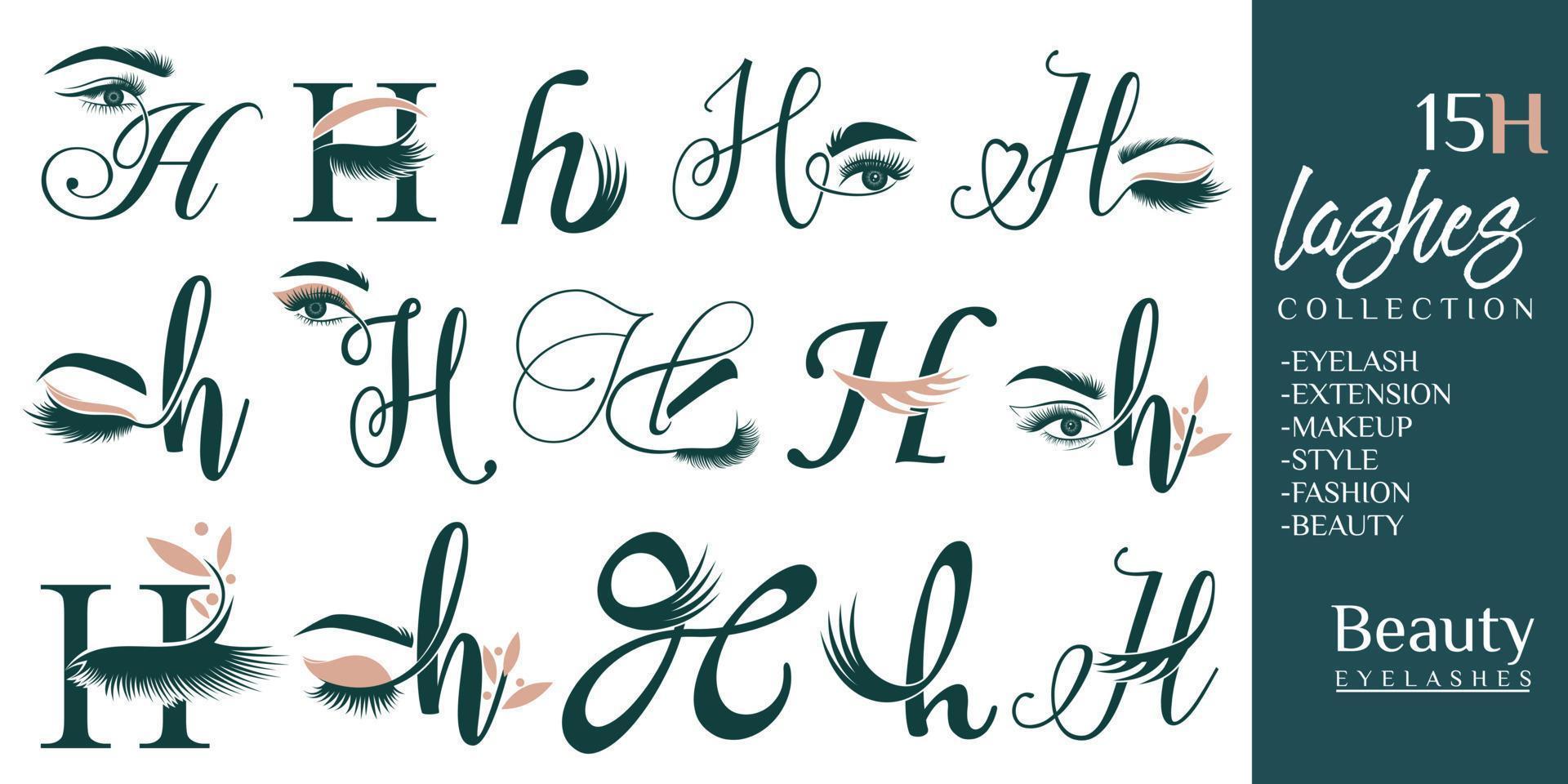 Eyelashes logo with letter H concept vector