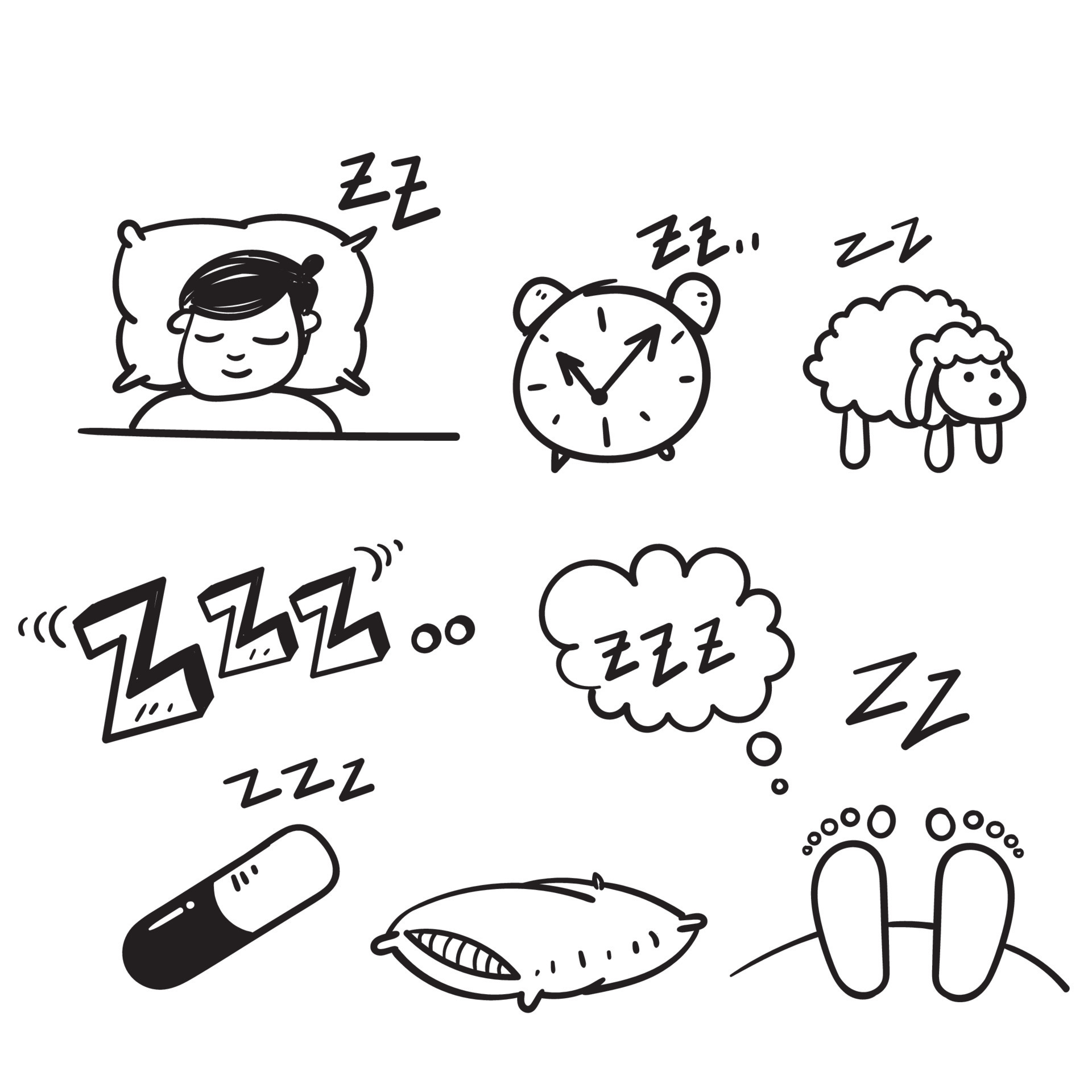 hand drawn doodle Set of Sleep Related illustration vector 10570976