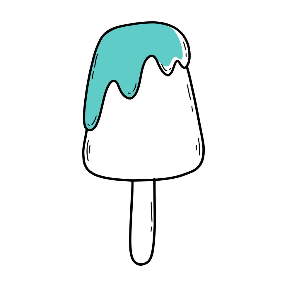 helado estilo garabato. ilustración vectorial pegatina de verano. vector