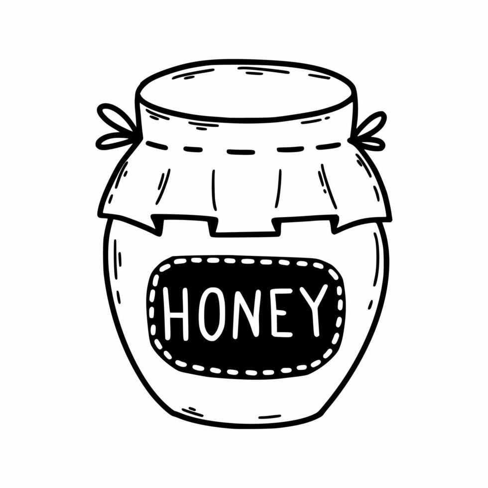 Jar of honey. Vector sketch illustration. Hand drawn art. Doodle.