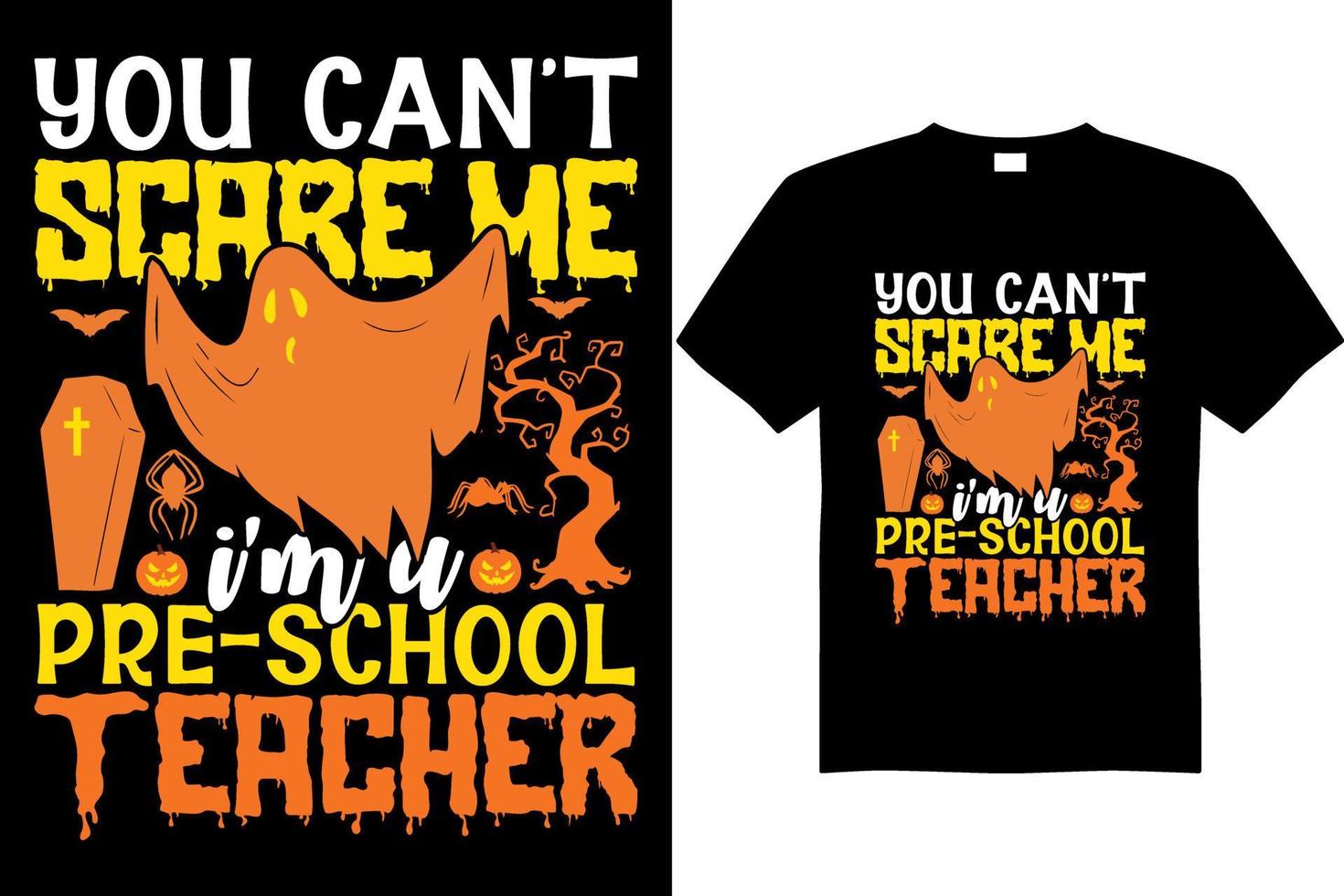 vector de diseño de camiseta de maestro de preescolar de halloween
