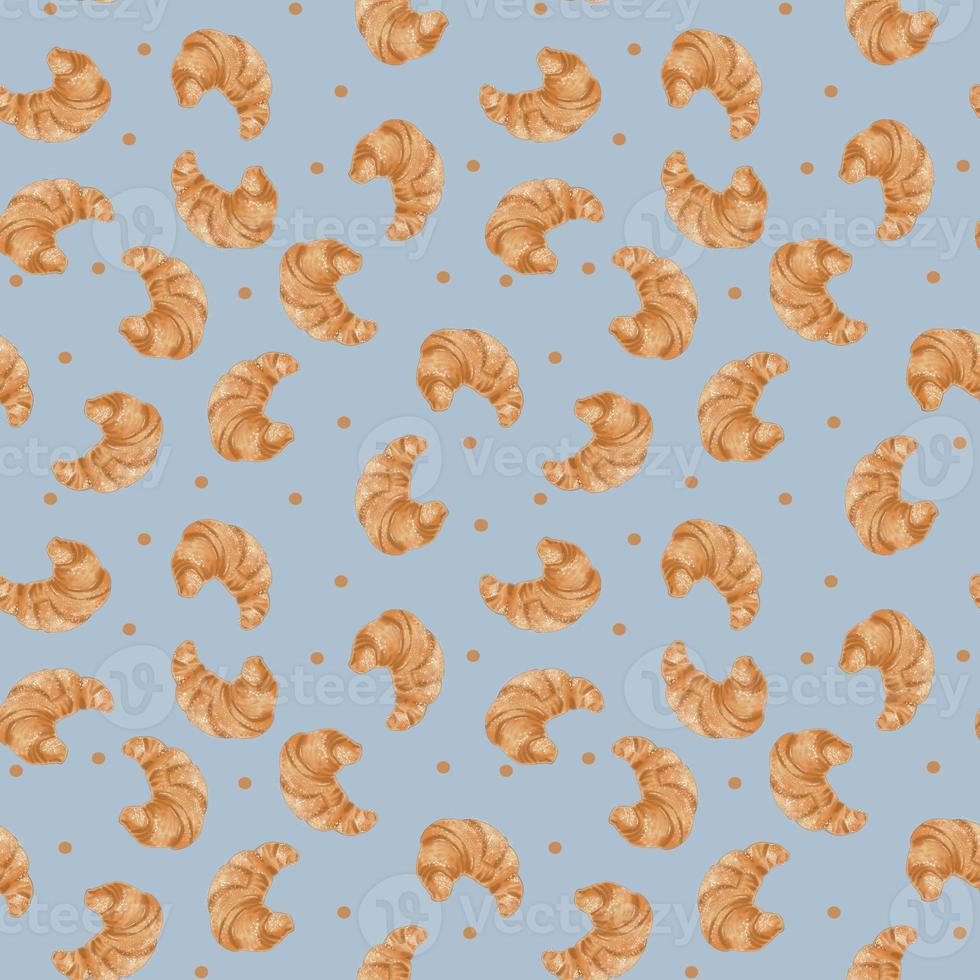 Seamless pattern with crispy croissants photo