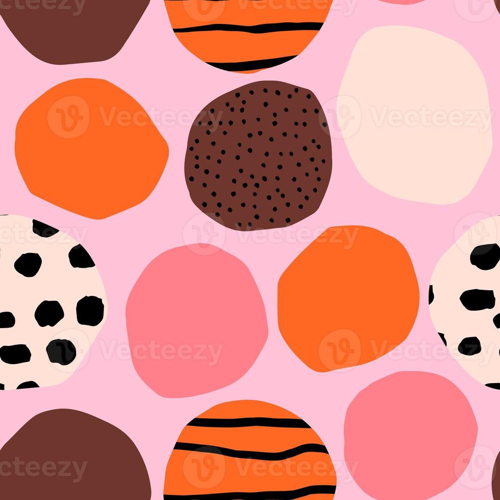 Seamless pattern with circles and ink texture. Bright and Bold background. Modern geometrical texture photo