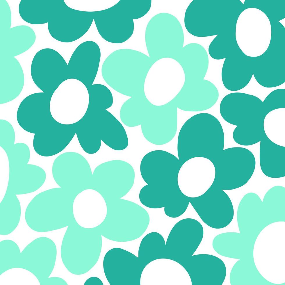 Groovy Turquoise 60s Flower Pattern vector