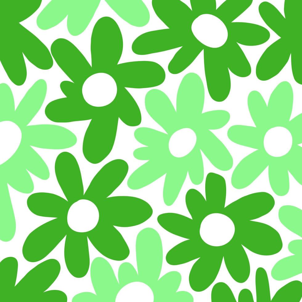 Groovy Green Sixties Floral Art Pattern vector