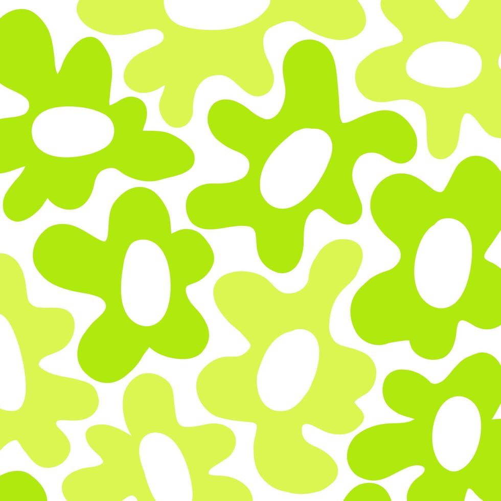 Lime Green 60s Groovy Floral Art Pattern vector