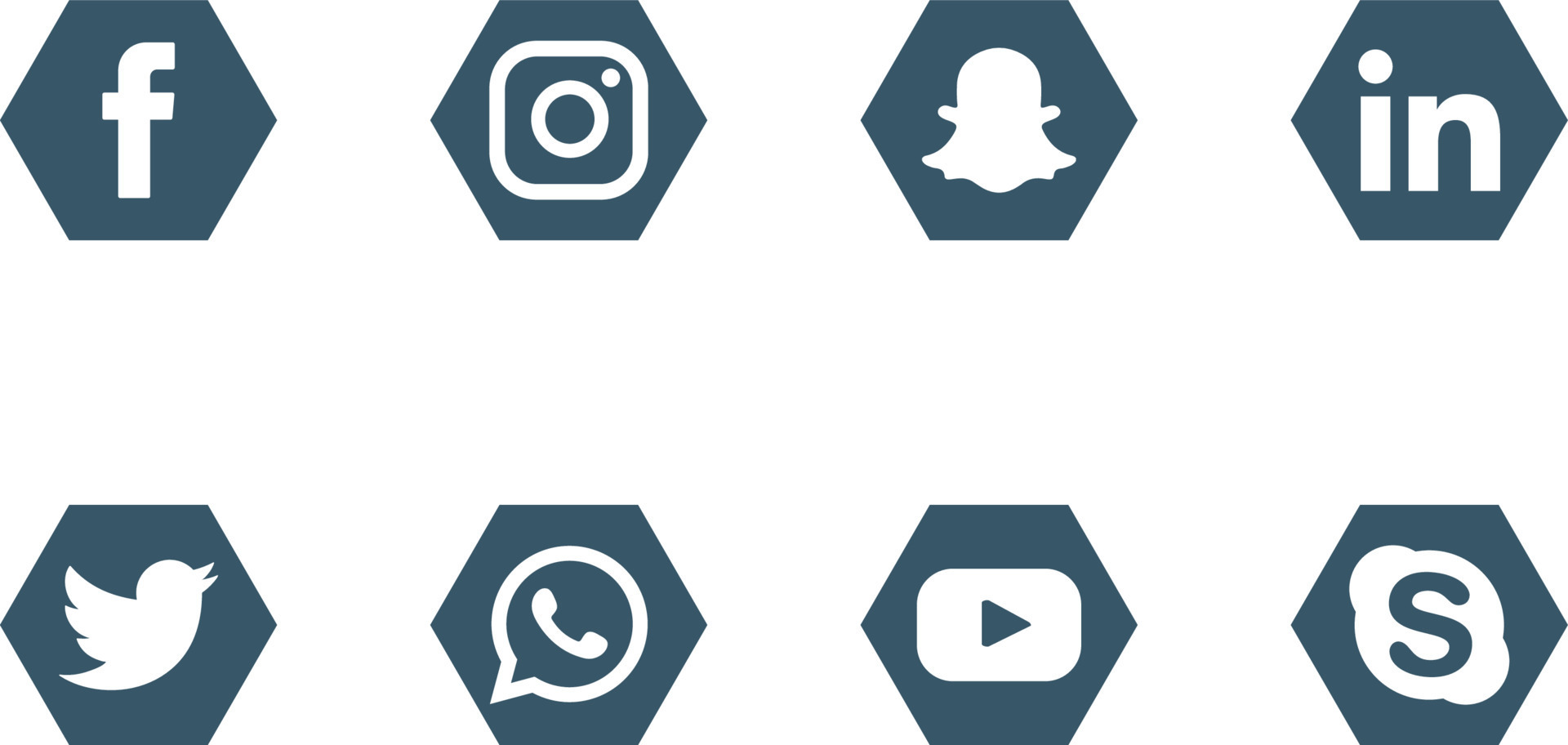 Blue social media icon in hexagon vector set 10572480 Vector Art at