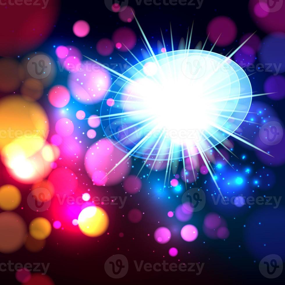Colorful abstract background with bokeh defocused lights. Oval banner for your text. photo
