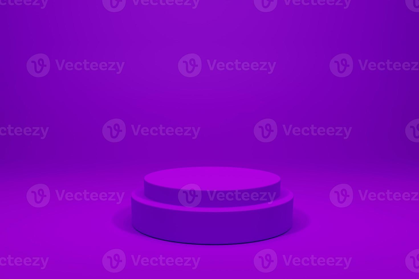 3D rendering purple colour minimal concept cylinder pedestal or podium for product display on empty background. 3D mockup illustration photo