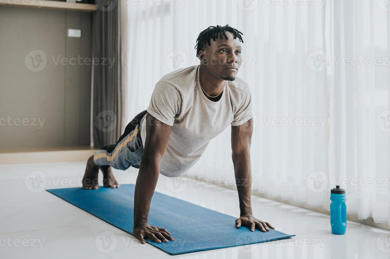 African man exercise doing push up photo