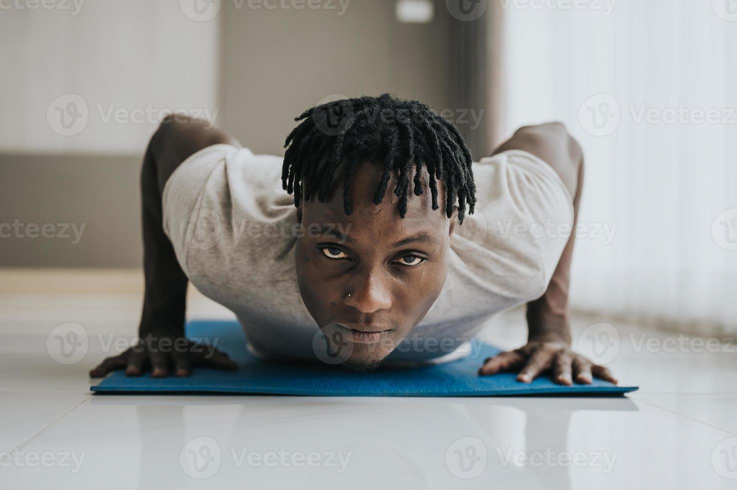 African man exercise doing push up photo