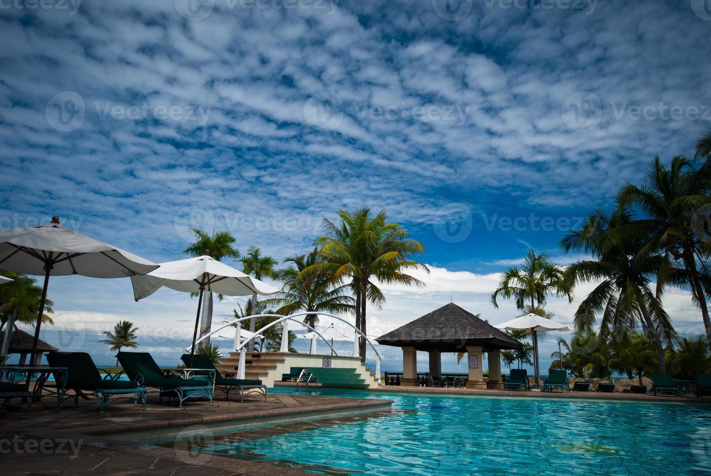 Swimming Pool with green bed photo