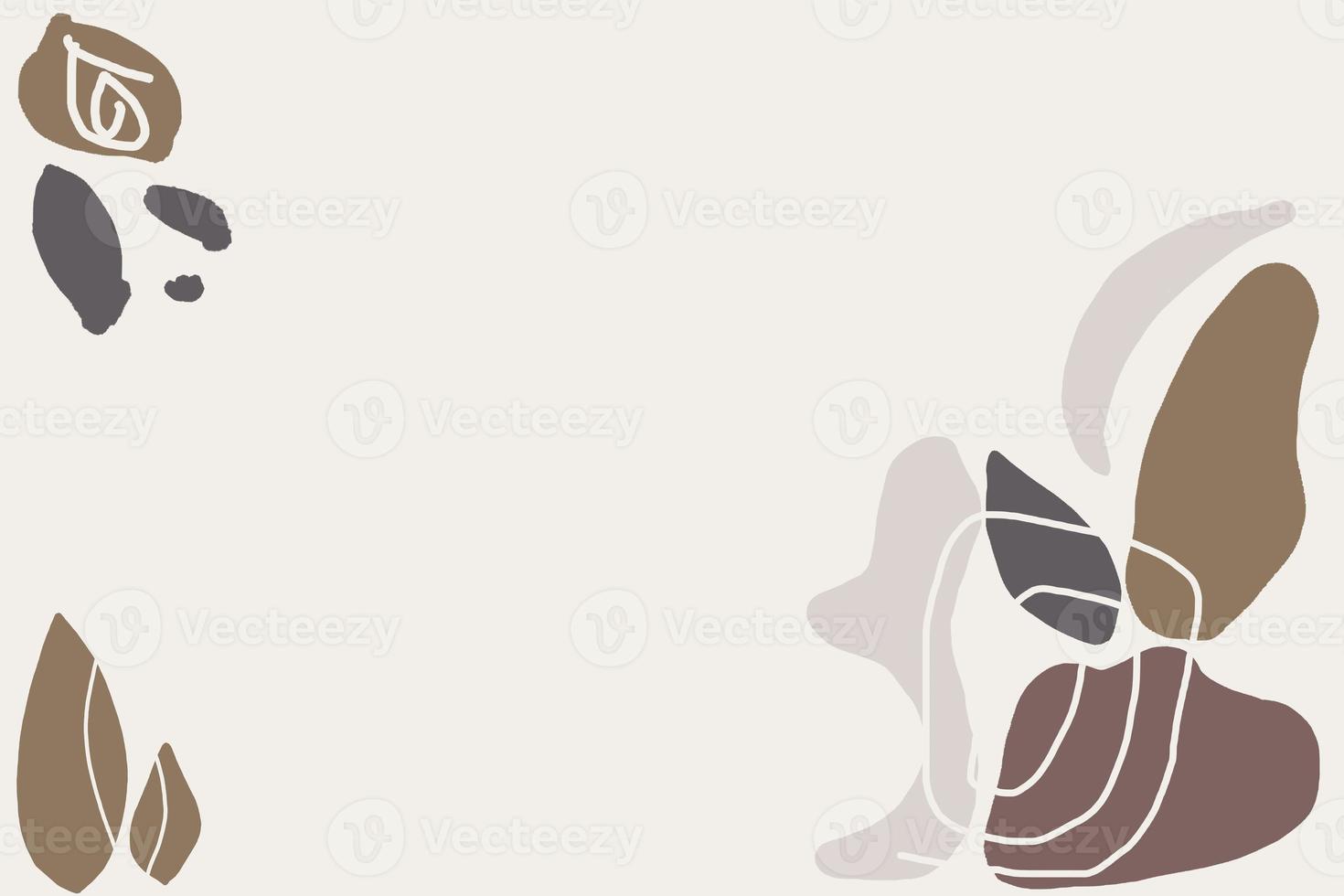 set of minimal style templates, organic simple shapes of stones and plants. Trendy contemporary mock up. Poster, cover design, ancient art pastel colors, earthy tones. photo