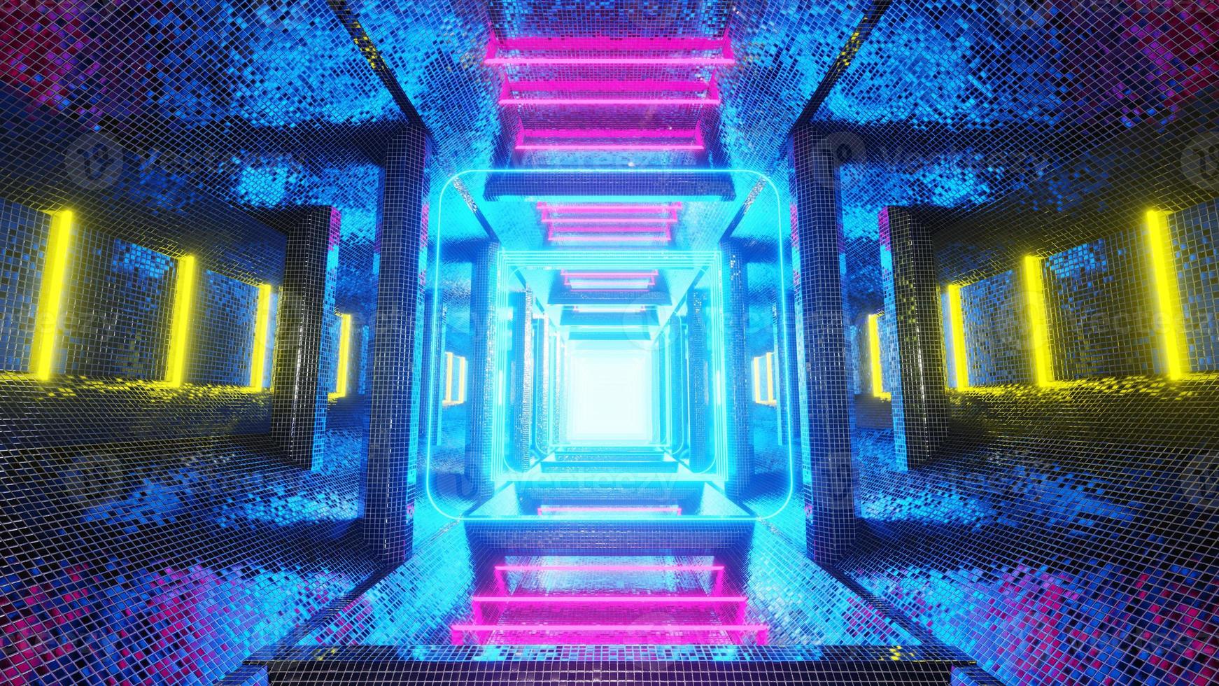 3D illustration Background for advertising and wallpaper in retro and sci fi cyberpunk scene. 3D rendering in decorative concept. photo